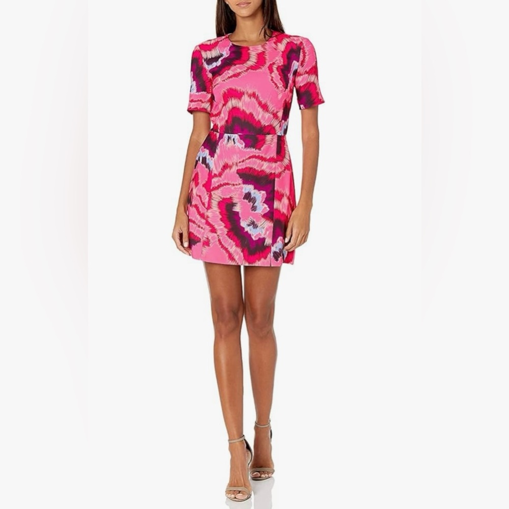 French Connection Annisa Whisper Printed Dress in Rasberry Srbt New With Tags